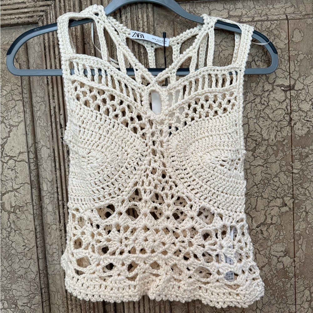 Zara Cream Crochet Women's Top